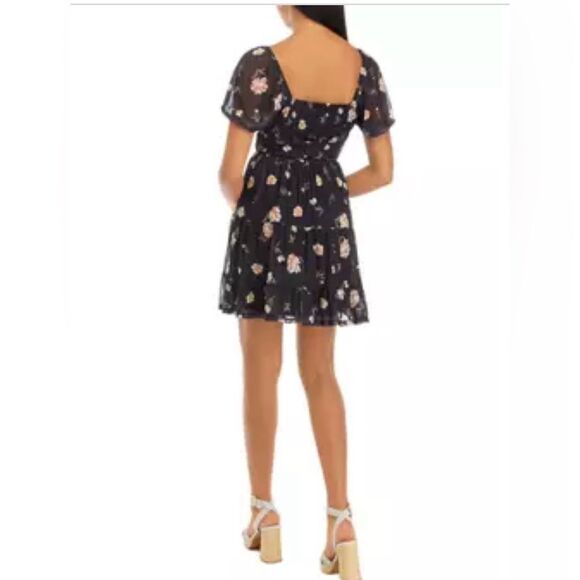 Tinsel Black Floral Mini Dress Size M NWT - Picture 3 of 14